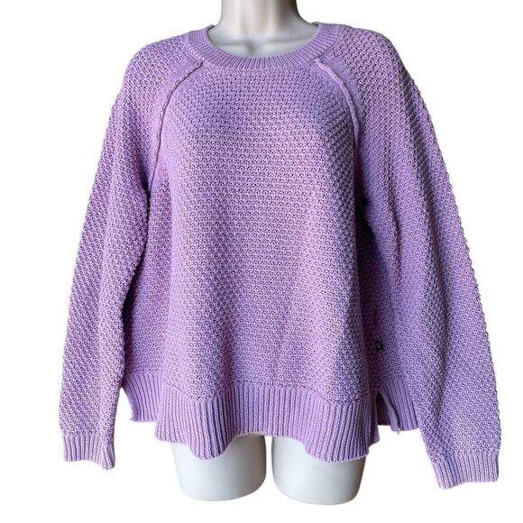 Gap Open Knit Pullover Purple Sweater Large Long Sleeve crewneck ￼ - Picture 1 of 8